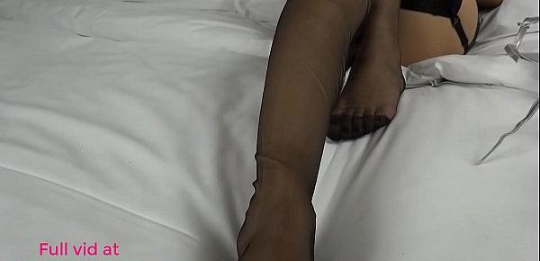  Delia first video, petite teen girl wearing pantyhose and nylon footjob in full video